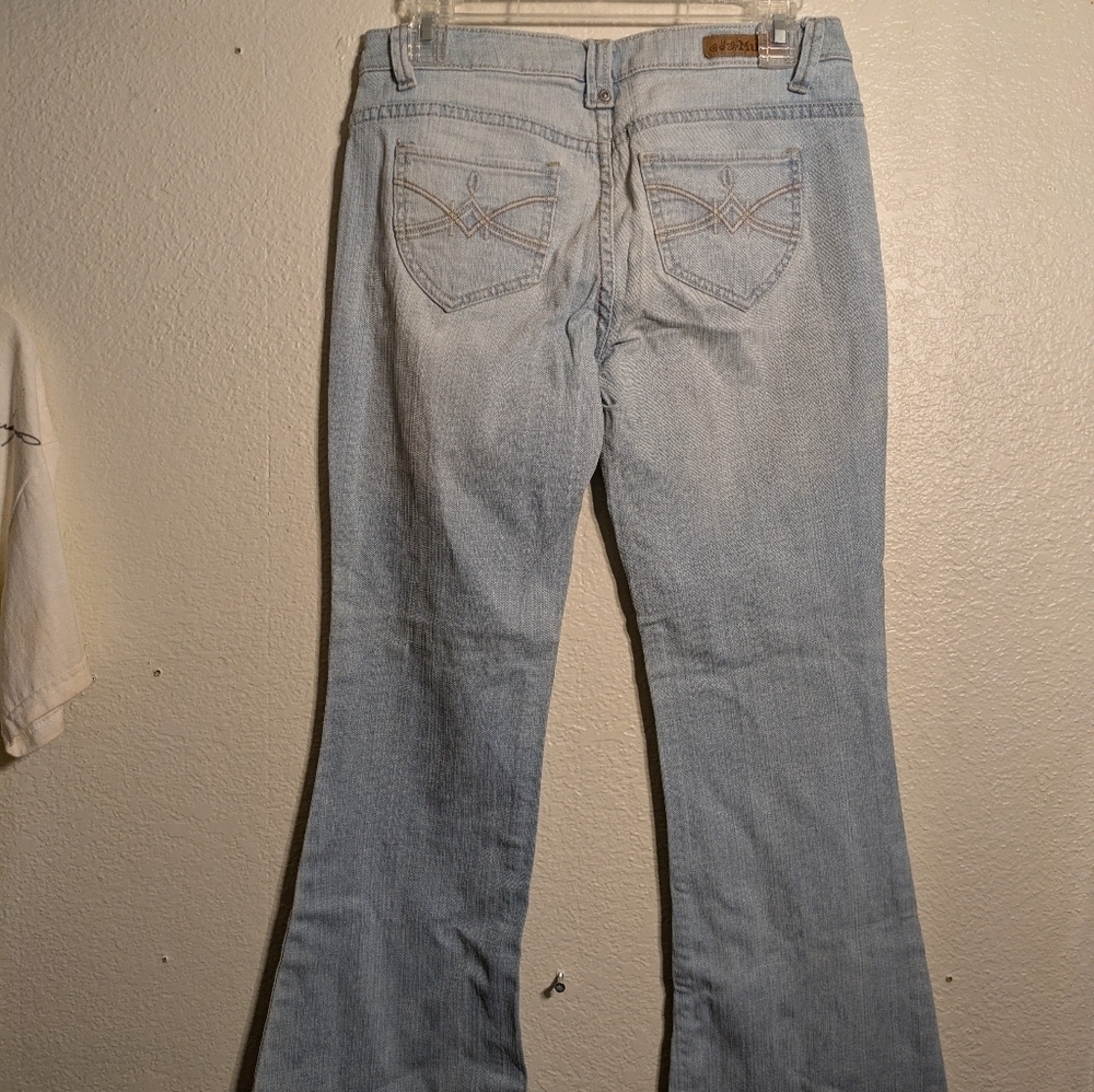 Mudd Size 3 Flare Wide Light Blue Women's Jeans Pre-owned - Picture 8 of 8